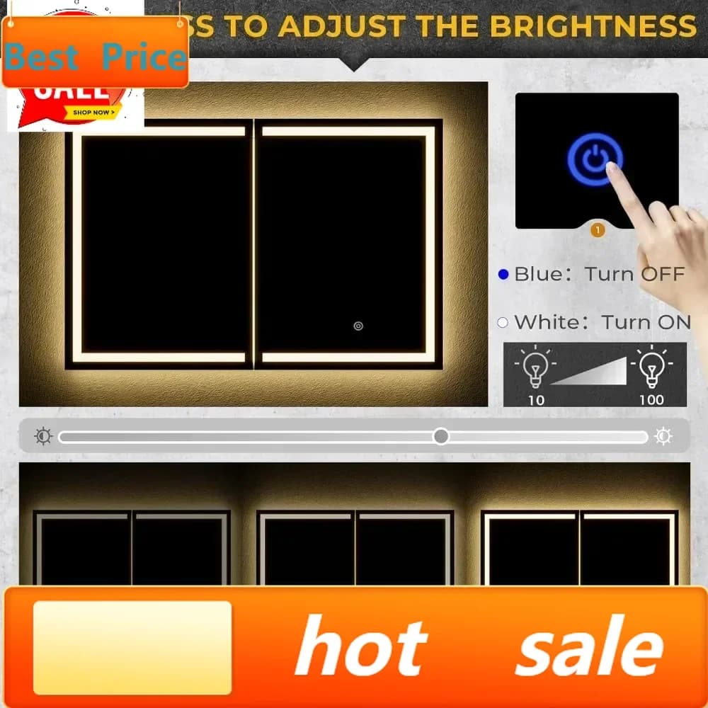 Armadietto Medicinali Illuminato con Specchio, Specchio da Bagno a Parete con Vano Portaoggetti, Armadietto da Bagno a 2 Ante - Offerta Imperdibile!