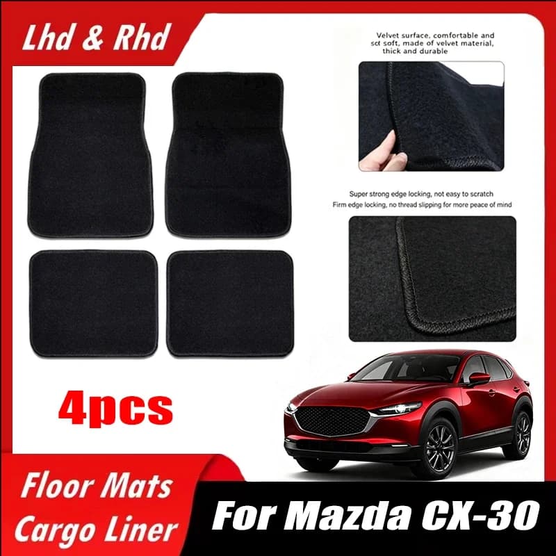4pcs Car Floor Mats All-Weather Easy To Clean Durable Anti-Slip Interior Protection Floor Liners For Mazda CX-30 Accessories