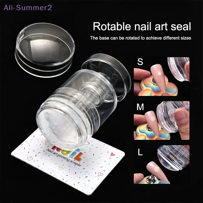 【Summer2】Timbro per Unghie Rotante in Silicone per Stamping, con Raschietto e Stencil per Manicure