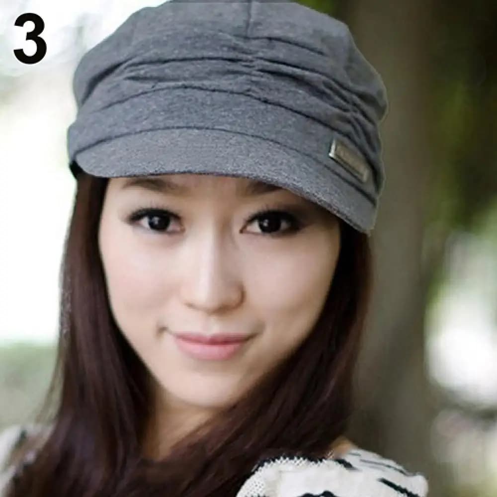 Beret with visiera fashion Casual hat woman pleated outdoor sport travel sun hat