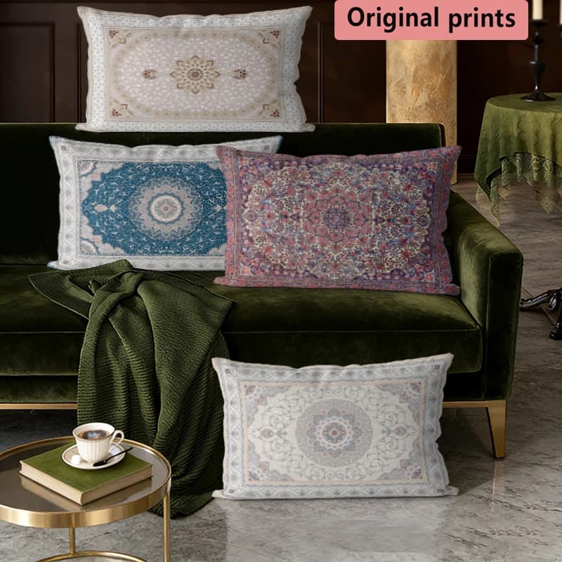 Vintage Persian Rug Pattern Pillow Cases Suitable For Sofa Bedroom Car Pillow Cover Cushion Rectangular Back Cushion