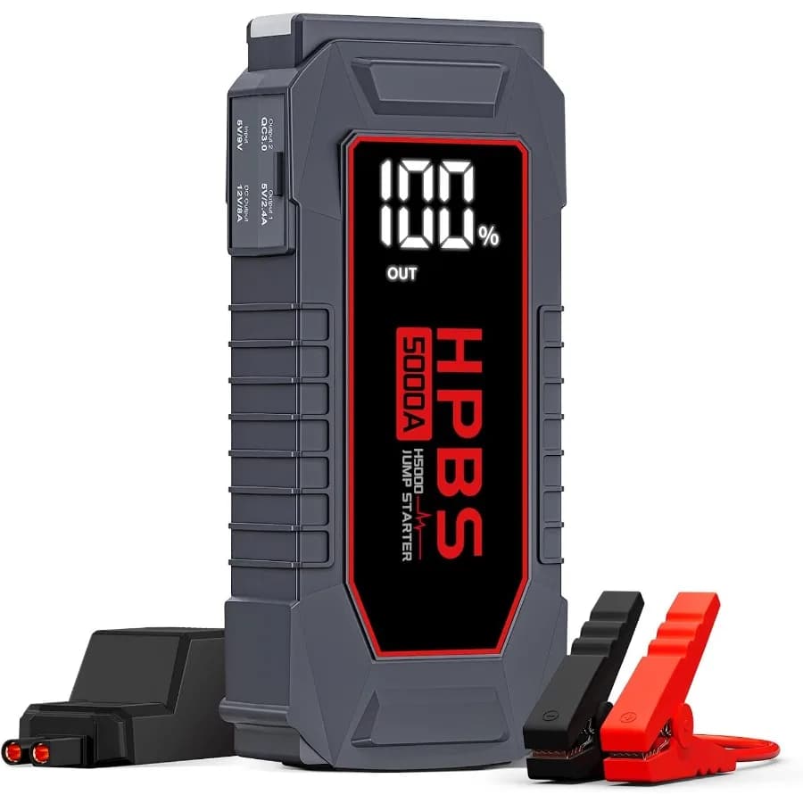 Avviatore di emergenza per auto - Batteria di avviamento di emergenza di picco da 5000 A con CC per motori diesel fino a gas e 10,0 litri. Batteria portatile da 12 V