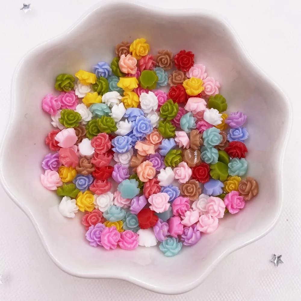 100 pezzi in resina carino colorato bellissimo fiore flatback strass scrapbook figurine fai da te accessori per manicure da sposa artigianale OL241