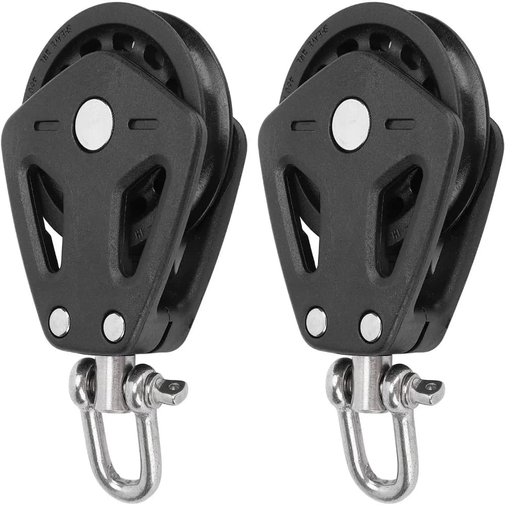 Practical Stainless Steel Marine Pulley Black Durable Low Friction Pulley Boat Pulley Set Boat Rope Control Setup