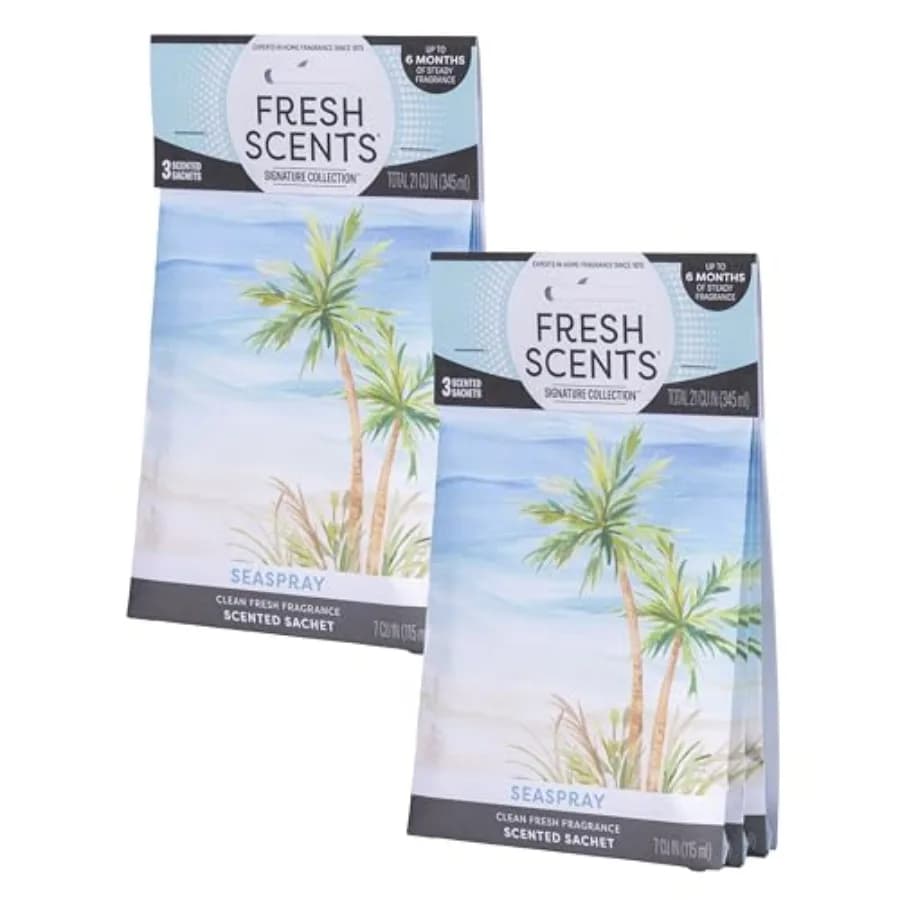Sacchetti Profumati Fresh Scents, Fragranza per la Casa a Lunga Durata fino a 6 Mesi, Deodorante per Armadi, Cassetti e Auto, Confezione da 6