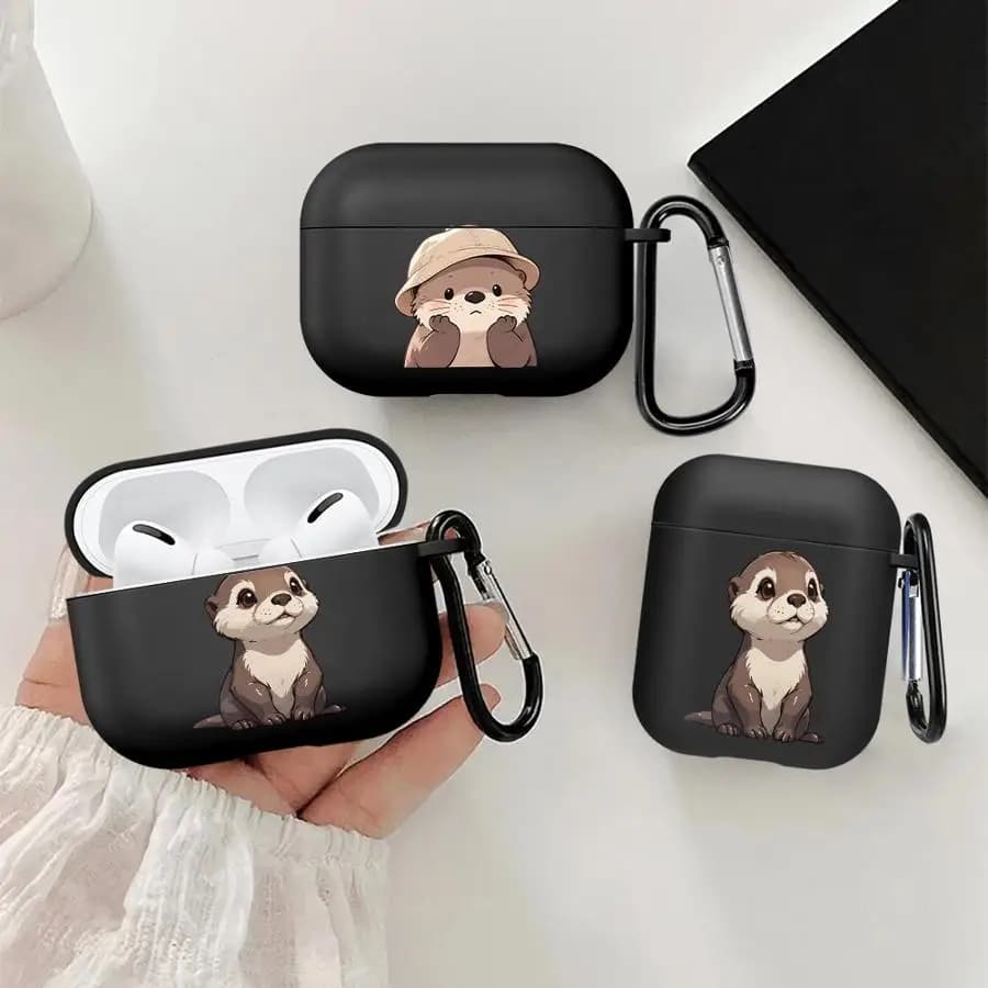 Custodia Protettiva per Auricolari AirPods 1 Pro 3 2 4 Pro3 Pro2 - Design Cartone Animato Lontra Bambino