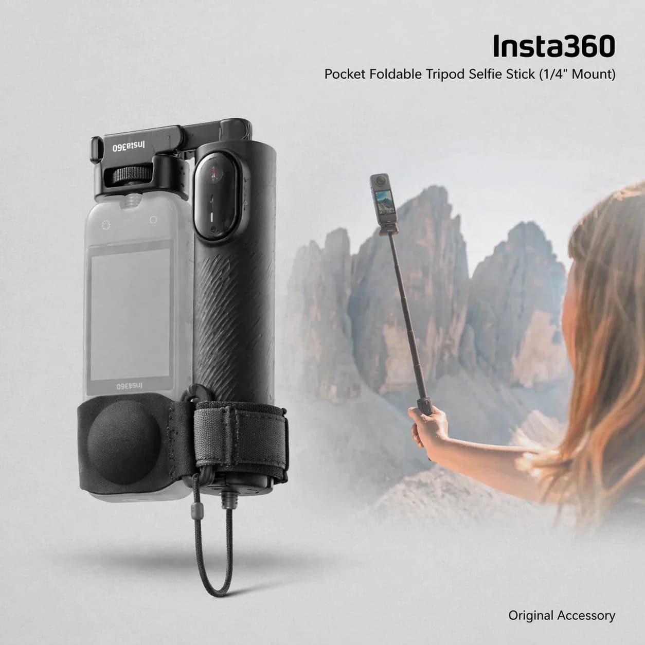 Treppiede Pieghevole Insta360 Pocket (Attacco da 1/4") – Treppiede e Asta Selfie 2-in-1 per X4 Air X5 X4 X3
