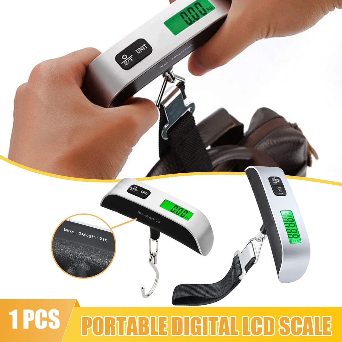 Bilancia portatile Display LCD digitale bilancia elettronica peso valigia viaggio pesa borsa bagaglio 110lb/50kg strumento di bilanciamento del peso
