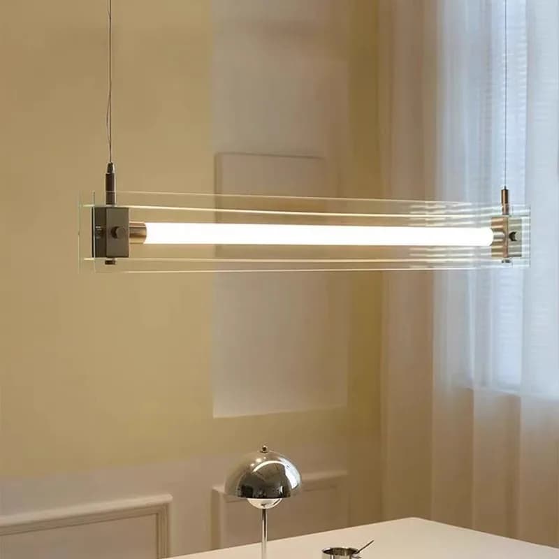 Lampade a sospensione a striscia lunga da ristorante minimalista Lampada artistica di lusso di design Bancone bar Isola della cucina Apparecchi di illuminazione per studio
