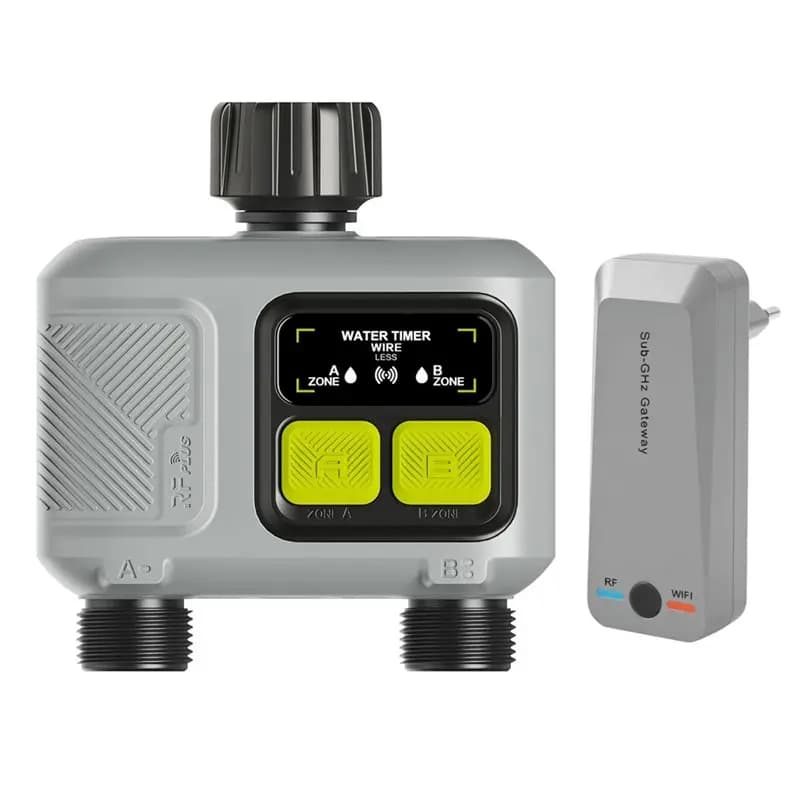 ALIM-Wifi Smart Water Timer 2 Zone App Control Garden Auto Irrigation Watering System Rain Delay With Gateway EU Plug