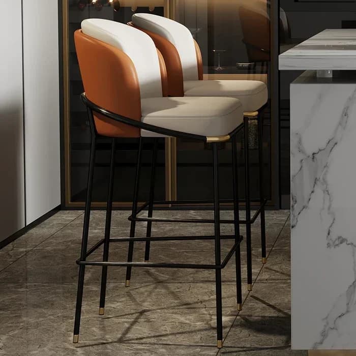 l # poggiapiedi in metallo con cuscino arancione per soggiorno sgabello da bar sedia moderna di lusso per bar