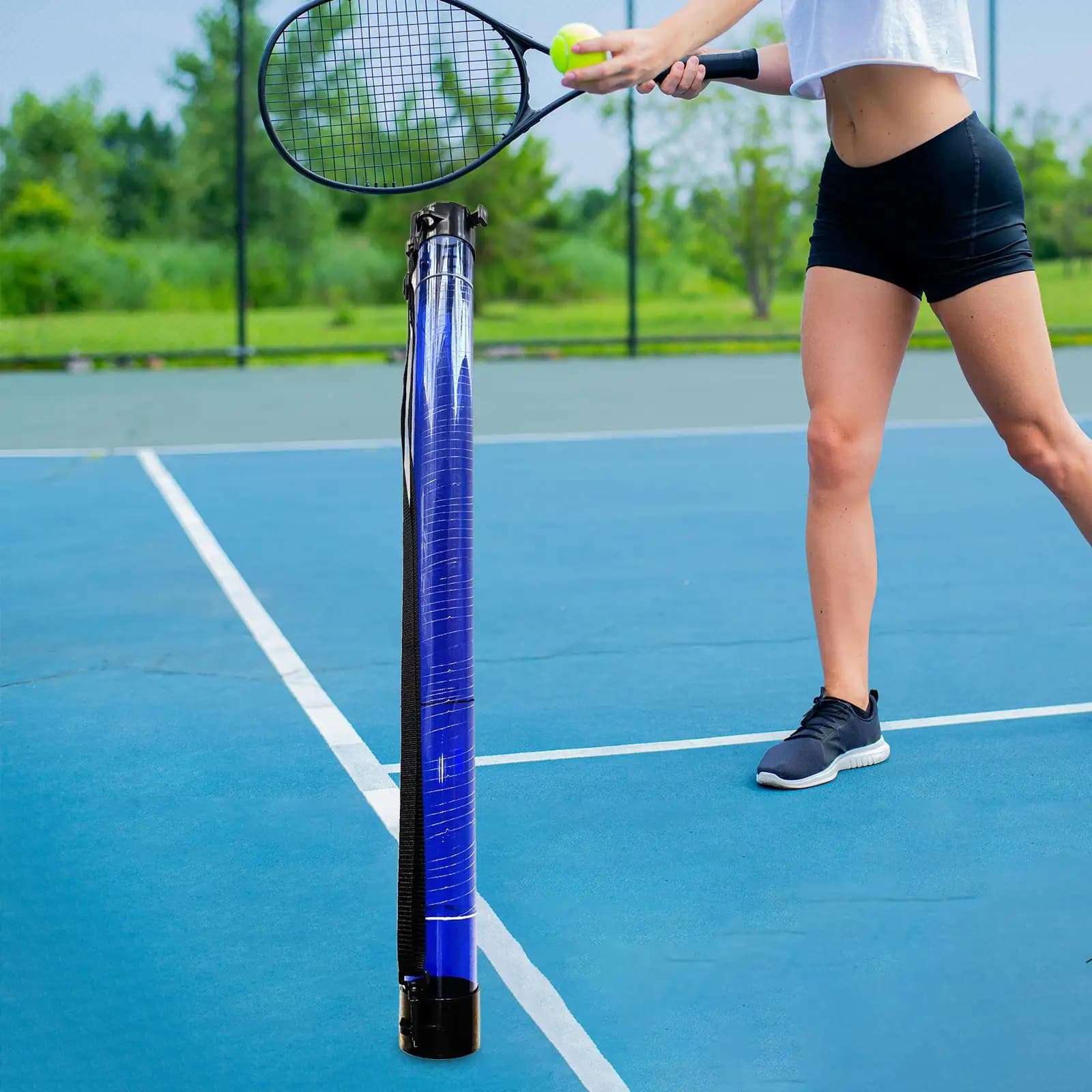 Tennis Ball Pick Up Tube with Shoulder Strap Tennis Pickleball Ball Retriever for Court Game Training