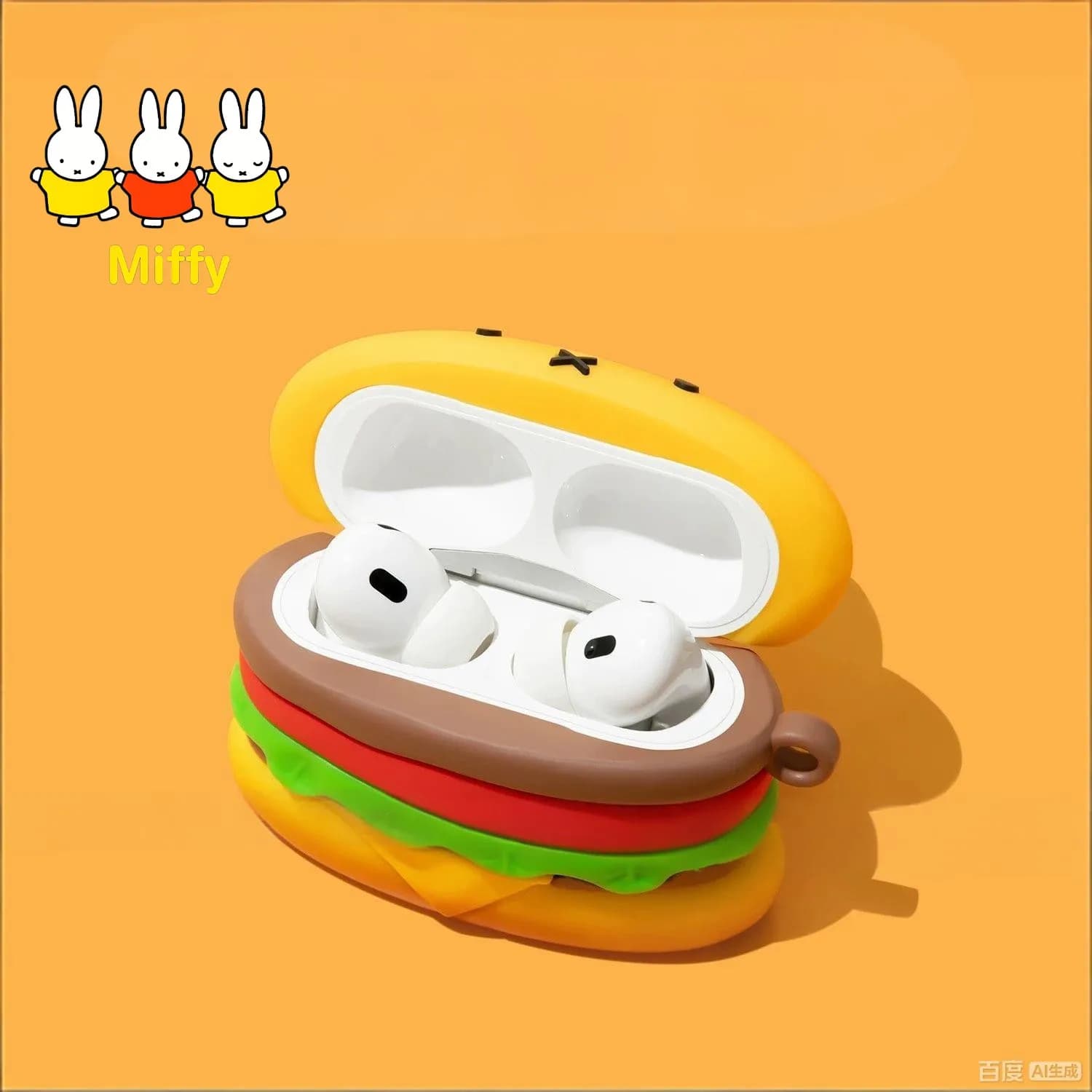 Kawaii Miffy earphone case, cute cartoon burgers, suitable for AirPods 4, 4th generation, protective case for AirPod Pro 2, earphone cover, 3rd generation