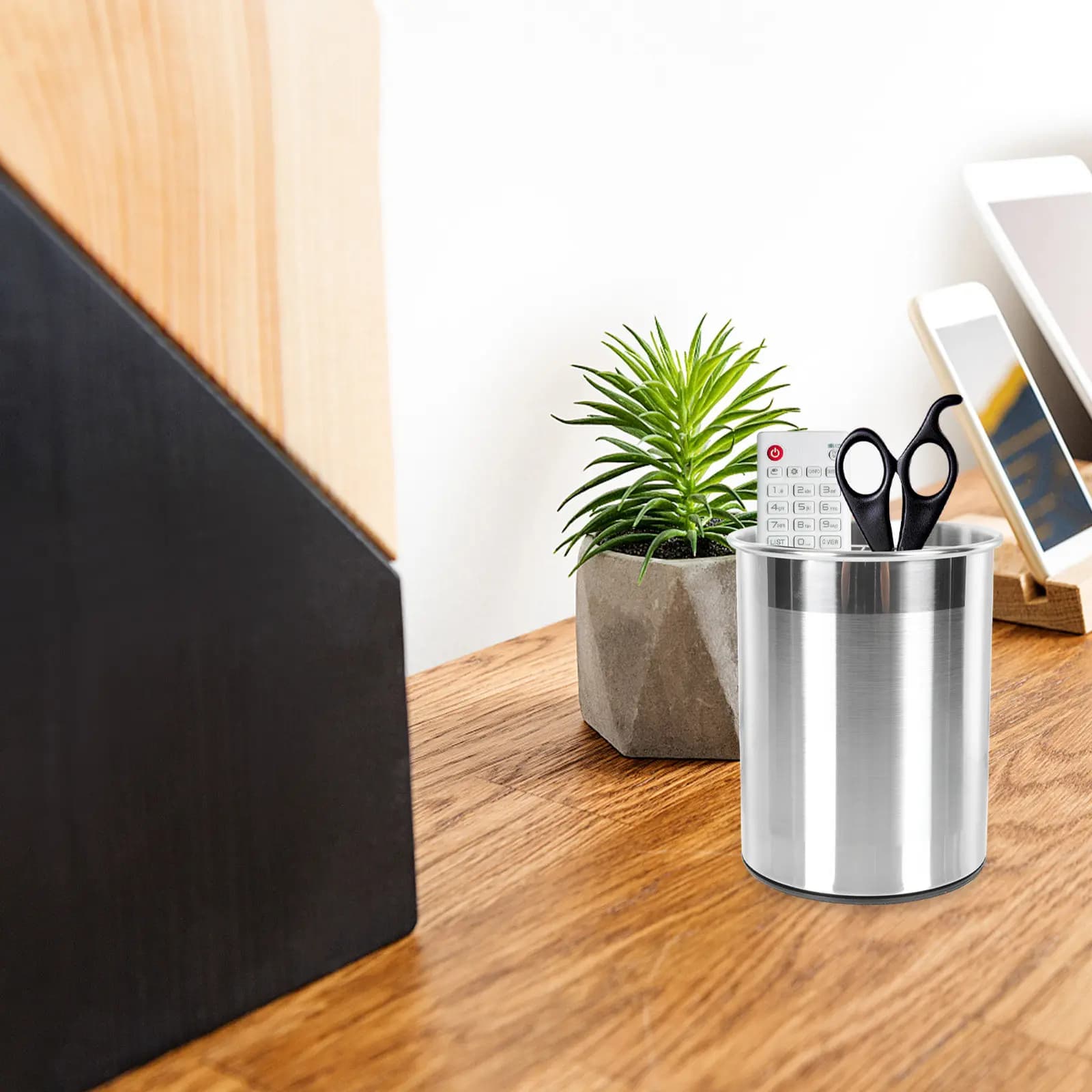 Organizzatore da Scrivania Girevole in Acciaio Inox, Portapenne e Porta Utensili da Cucina