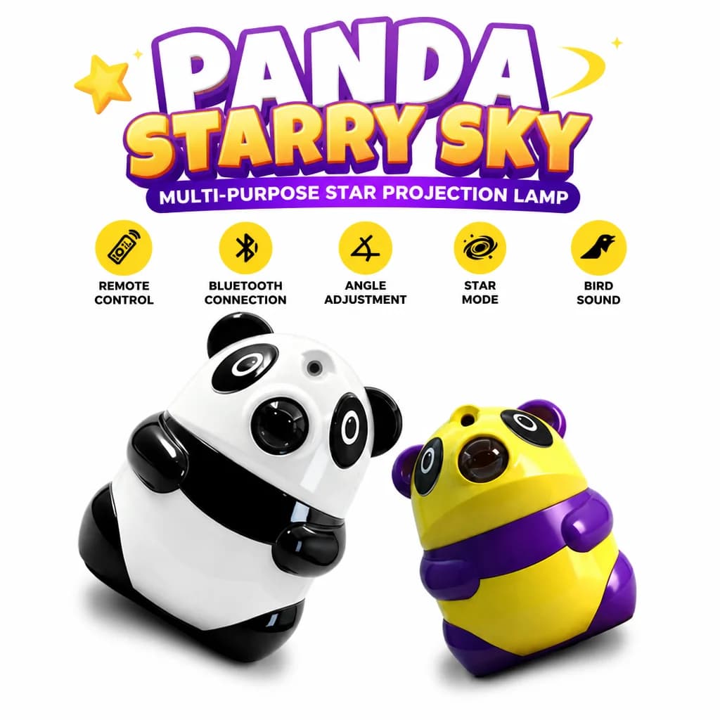 Panda Star Projector Light Bluetooth Speaker Laser Starry Sky Night Light Remote Control USB Bedroom Decor Lamp