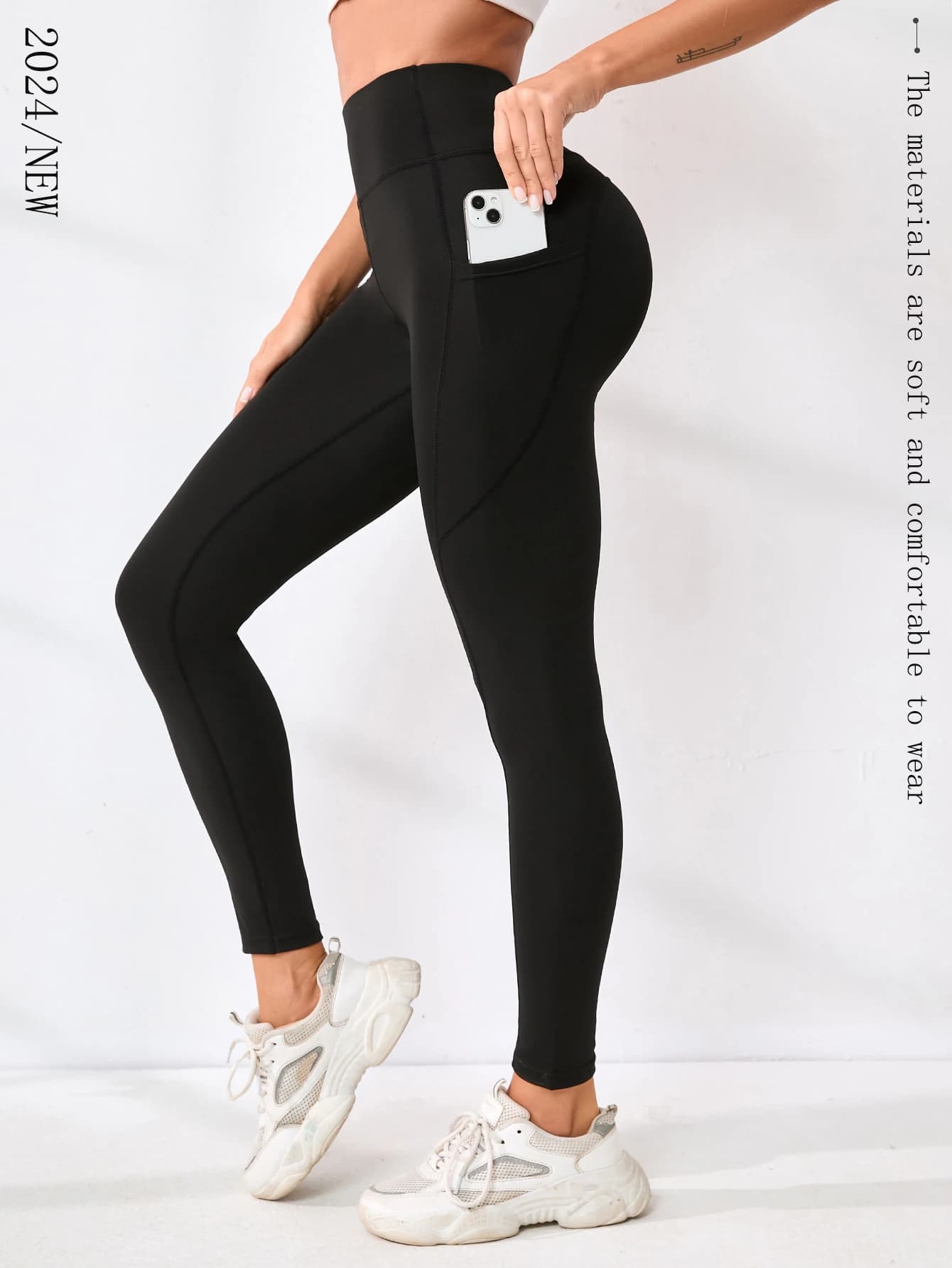 Summer new style yoga pants - high-waisted, sexy, slimming, solid color, tight-fitting pants for running, outdoor activities, wo