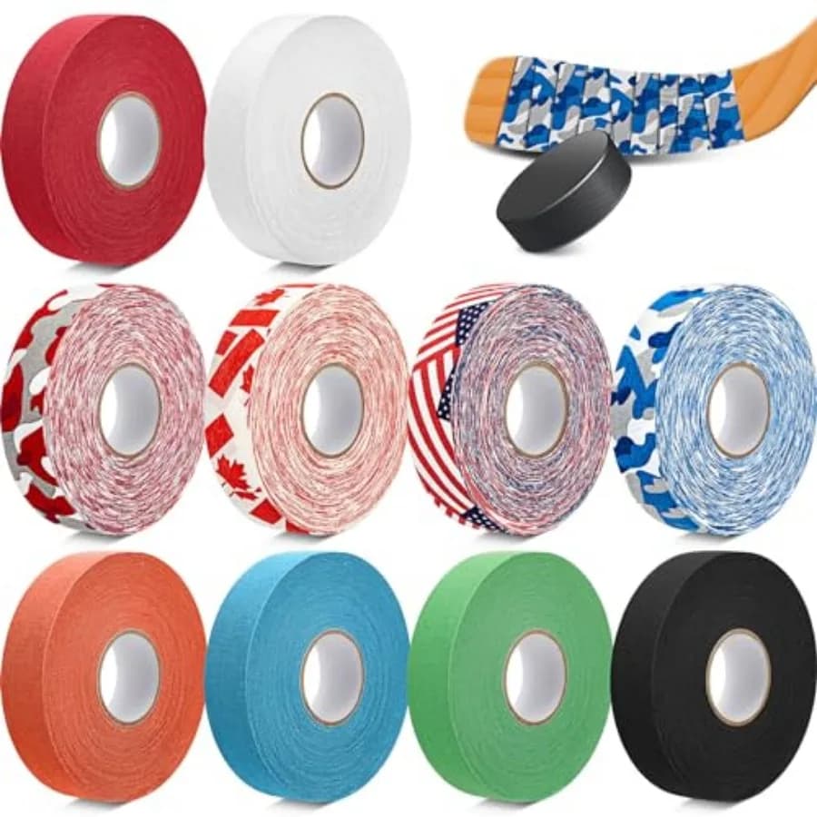 10 Rotoli di Nastro Adesivo Multiuso per Hockey, Nastro per Parastinchi e Calze, per Pattinaggio su Ghiaccio, Attrezzatura Sportiva e Regali