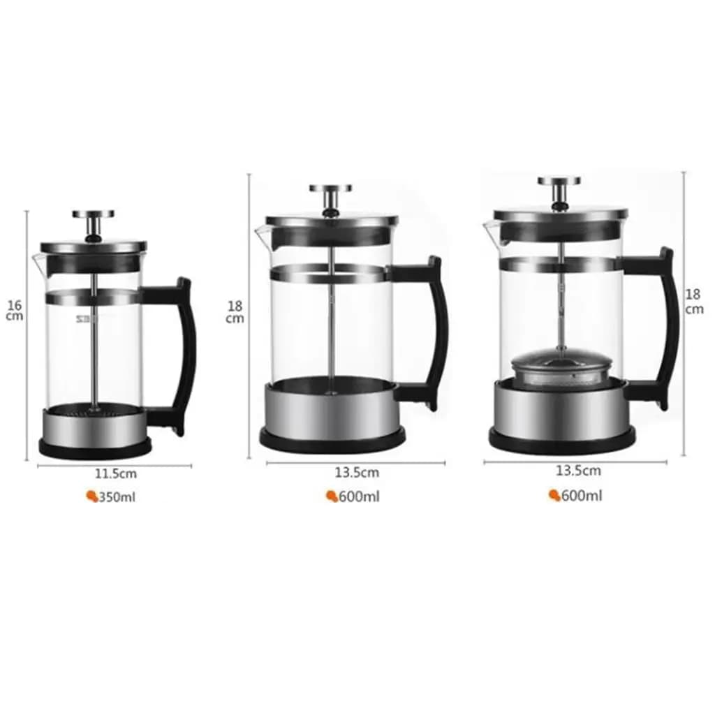 French Press Coffee Maker with Advanced Filtration Stainless Steel Glass Plunger 350ml Cafetiere for Fresh Brewed Coffee or Tea