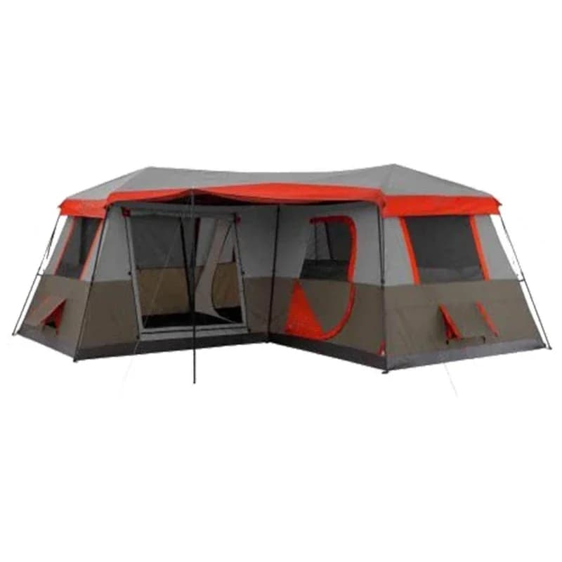 Double-layer 2026-2-Large Space Tunnel Tent, 3-room luxury camping tent for 10-12 people, automatic outdoor tent