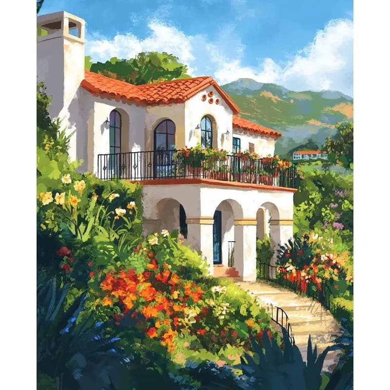 PhotoCustom Acrylic Paint By Numbers Garden Building Landscape Handicrafts Diy Drawing On Canvas For Home Decors