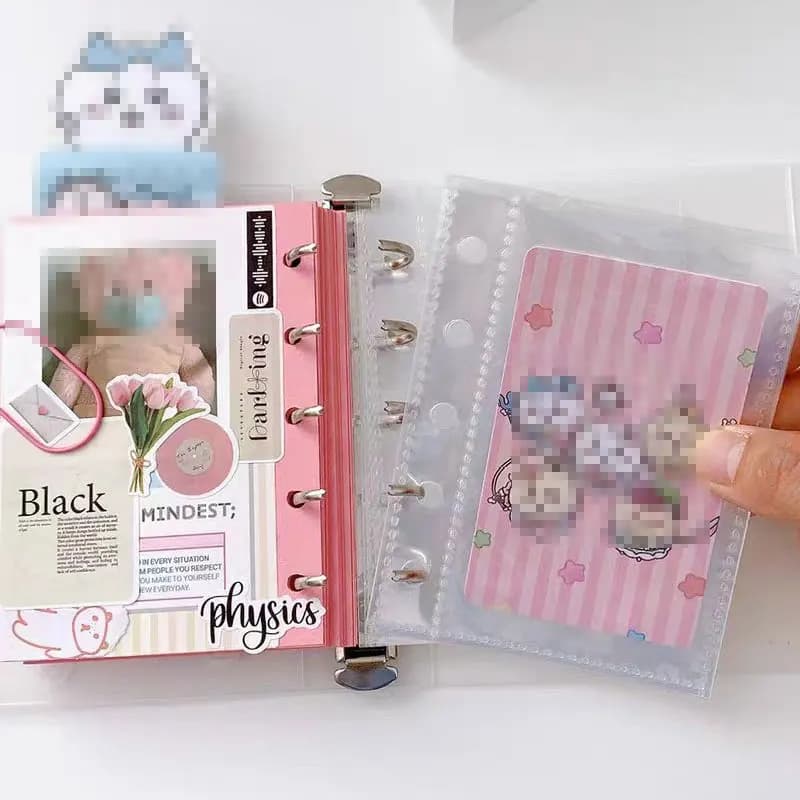1 pezzo trasparente A7 M5 custodia per notebook a fogli mobili raccoglitore ad anelli per notebook cartella di file con chiusura a pulsante materiale scolastico per ufficio