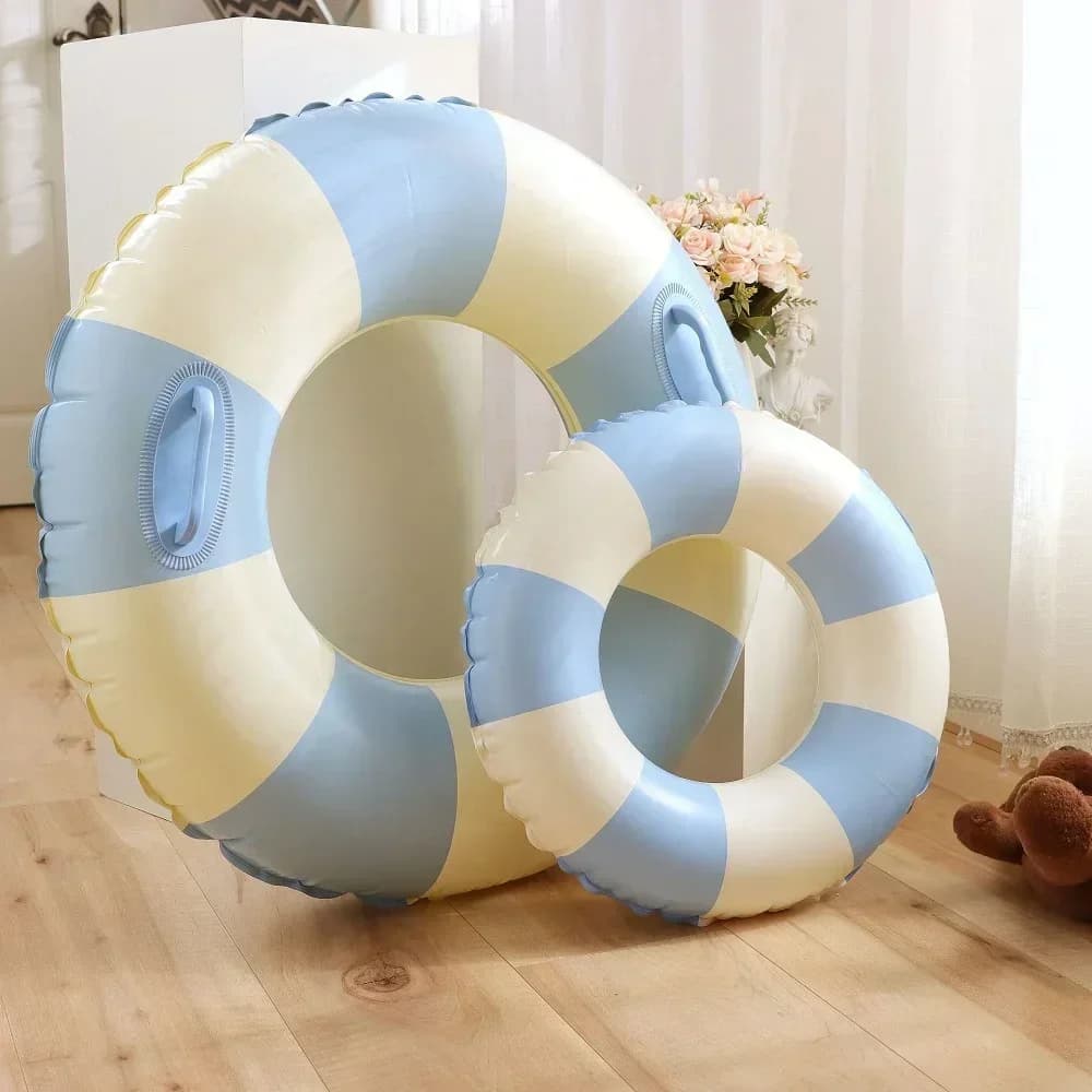 Anello da nuoto per bambini, galleggiante gonfiabile in PVC - Design a strisce per ragazzi e ragazze, ciambella galleggiante per piscina e spiaggia, giochi d'acqua estivi