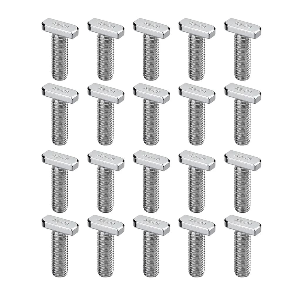 20 viti a T M8x20 in acciaio inossidabile con testa quadrata per binari di montaggio di pannelli solari fotovoltaici, accessori per profili in alluminio