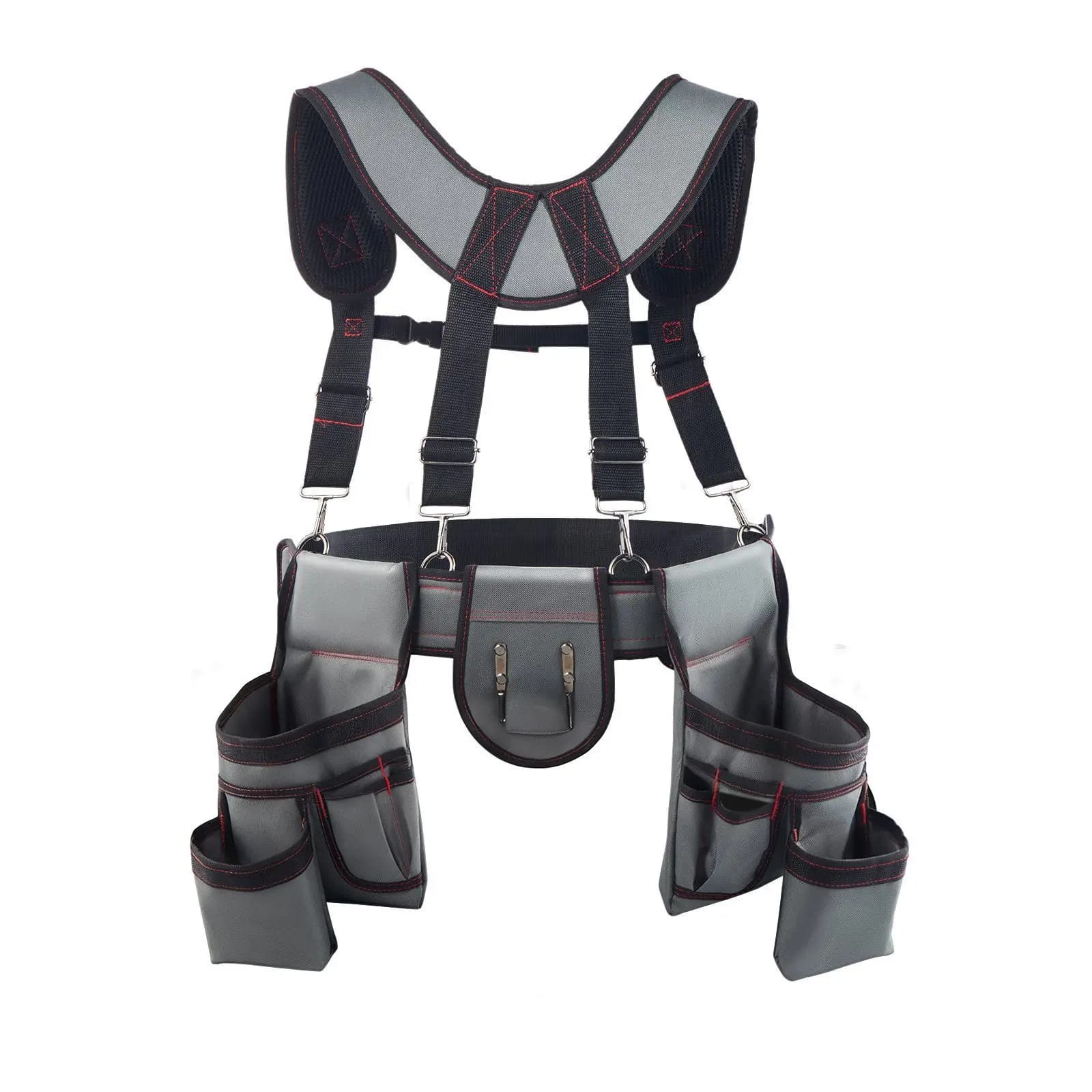 Cintura Porta Attrezzi con 22 Tasche e Bretelle per Uomo, Cintura Porta Utensili Resistente e Regolabile con Bretelle per Elettricisti