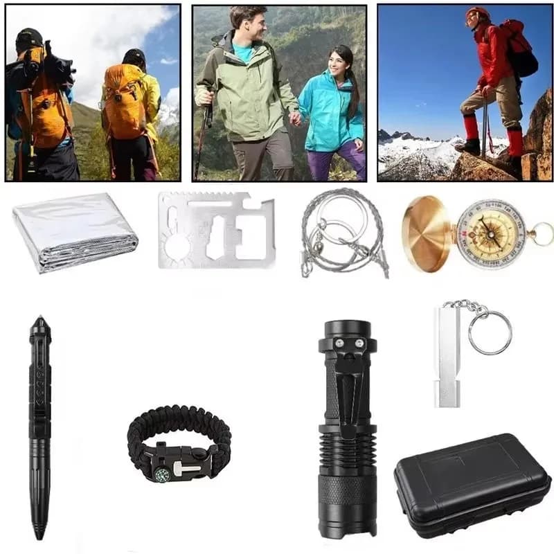 Professional Emergency Survival Kit Gear Camping Multifunction Tactical Defense Equipment First Aid SOS Wilderness Adventure