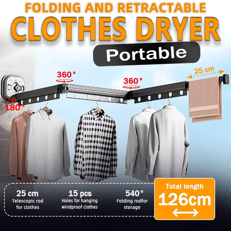 Retractable cloth rack with suction cup Foldable clothes rack for aluminium wall mounting