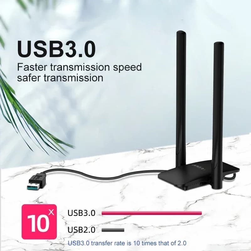 Adattatore Wifi wireless EDUP 1300Mbps Adattatore scheda di rete USB3.0 2.4G e 5.8G Dual Band Drive gratuito 2 * 6dBi Antenna ad alto guadagno Chip MTK