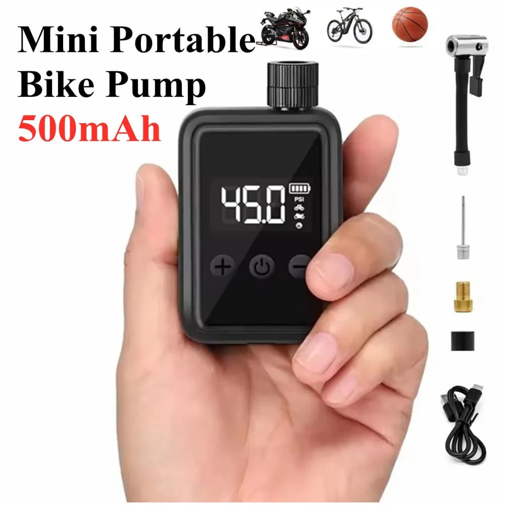 Pompa per bici da 500mAh Pompa per bicicletta portatile elettrica 120PSI Mini pompa per pneumatici con manometro PSI digitale Gonfiatore per pneumatici Bike Air Pu