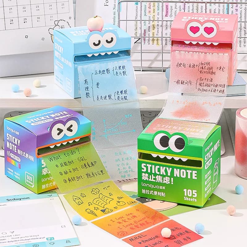 Mr. Paper 6 Style 105 fogli/rotolo Note adesive estraibili Cancelleria per studenti Note adesive Note adesive a colori trasparenti