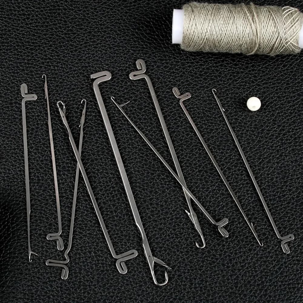 7 pezzi di uncinetti con set di ferri da maglia con linguetta con righello da cucito in acciaio inossidabile, ferri da uncinetto, strumenti artigianali fai da te