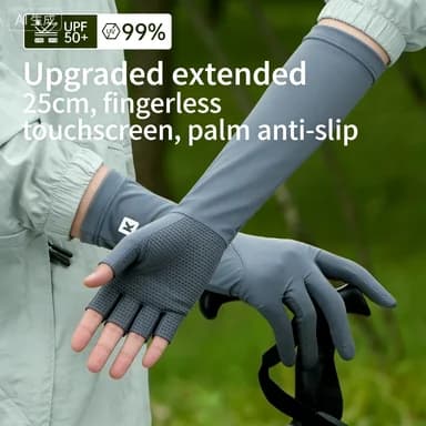 Guanti protettivi solari da donna, design sottile resistente ai raggi UV, touch screen traspirante in seta ghiacciata estiva, antiscivolo per la guida, guanti di media lunghezza