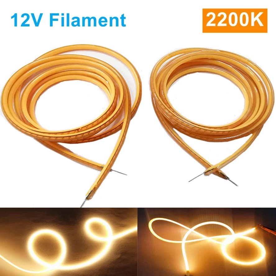 Nuovo 12V 600 460mm LED Flessibile Ultra Sottile Filamento Lampadina A Spirale 2200K Filamento Retro Edison Lampadina Parti Luce di Striscia Decorazione
