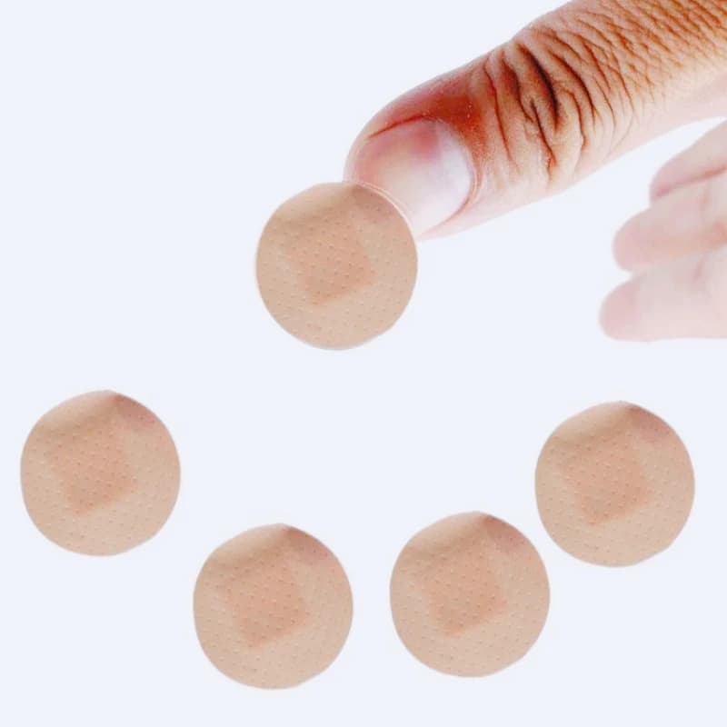 100 mini bende rotonde, benda adesiva, colore della pelle, con cuscinetto antiaderente, toppa traspirante in PE