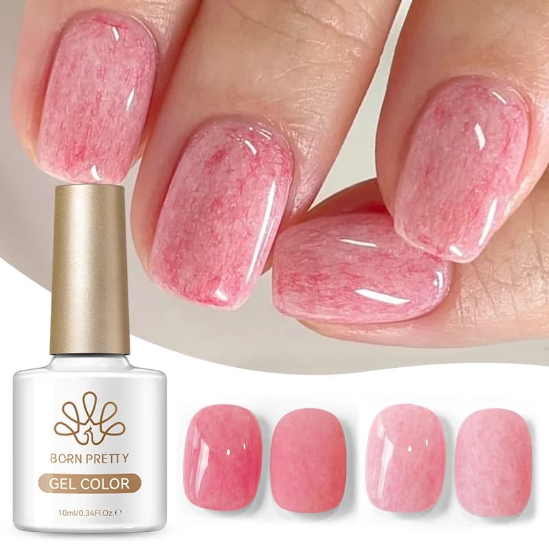 BORN PRETTY 1pc 10ml Smalto Gel Rosa Effetto Peluche Semipermanente per Unghie Estive, Nail Art, Manicure, Soak Off, Forniture per Unghie LED