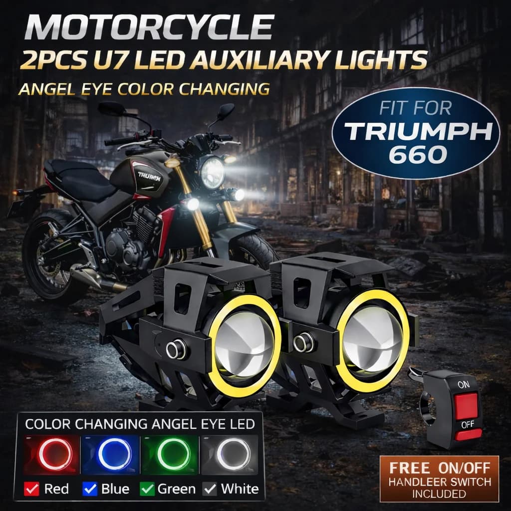 Faro LED Impermeabile per Moto 3000LMW U7, Luce Antinebbia e Spot LED per Moto con Interruttore per Triumph Trident 660 Sport