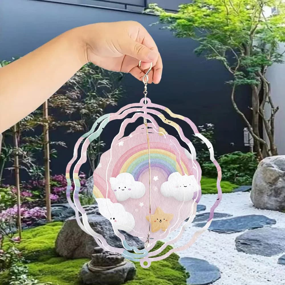 Degree Rotating Rainbow Wind Chime Pendant Decoration, Metal Ideal for Decorating Unique Design Makes It a Perfect Gift