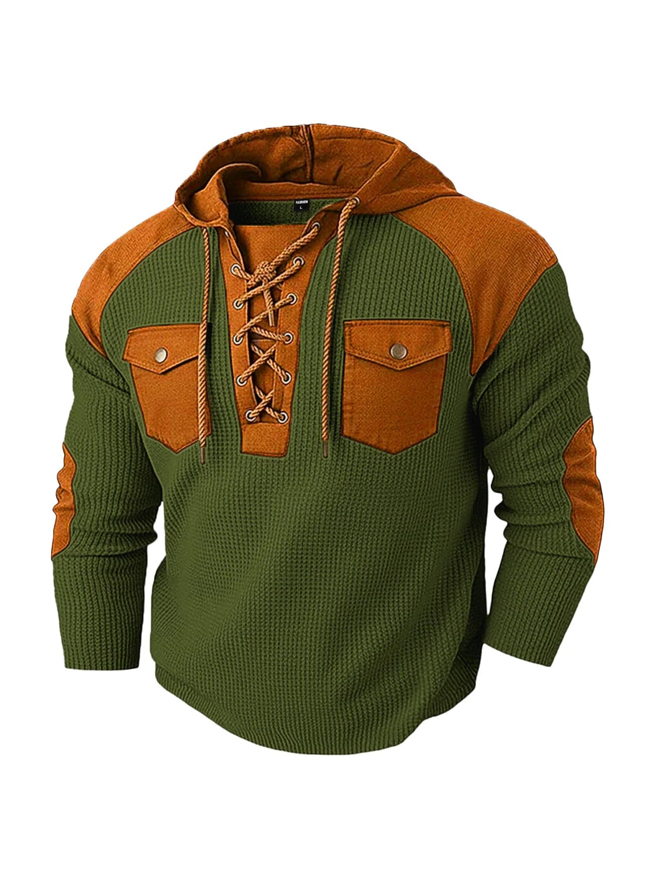 Spring Autumn Men's Casual Hooded Sweatshirt Vintage Patchwork Casual Sports Sweatshirts Male Fashion Drawstring Pullover Hoodie