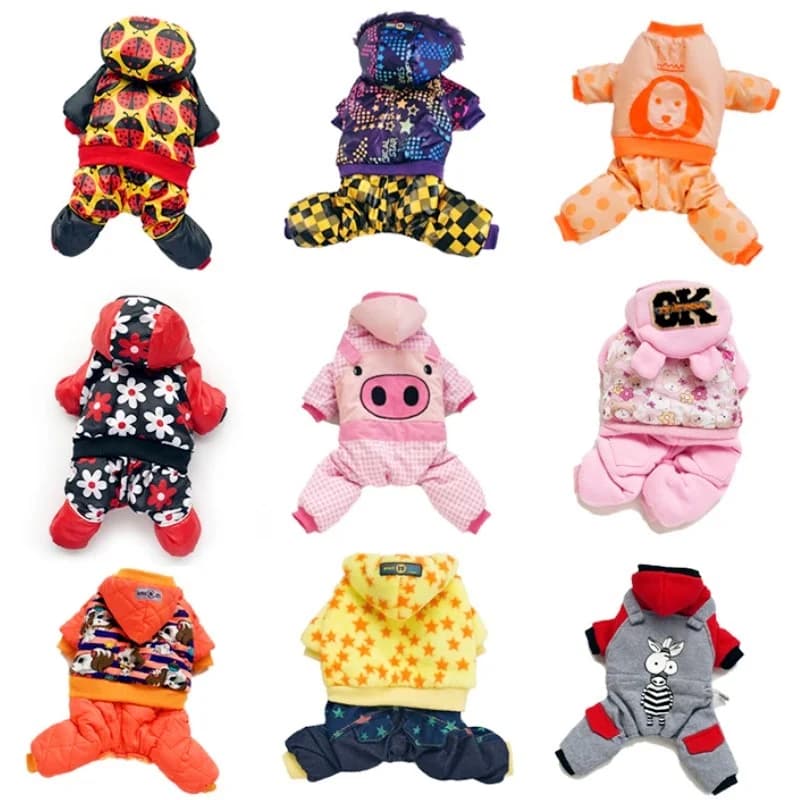 Dog's Salopettes Spring Dog Jacket Warm Coat Puppy Suit Fashion Cats Costume Print Cute Animal Dresses French Bulldog Pigiama Yorkie