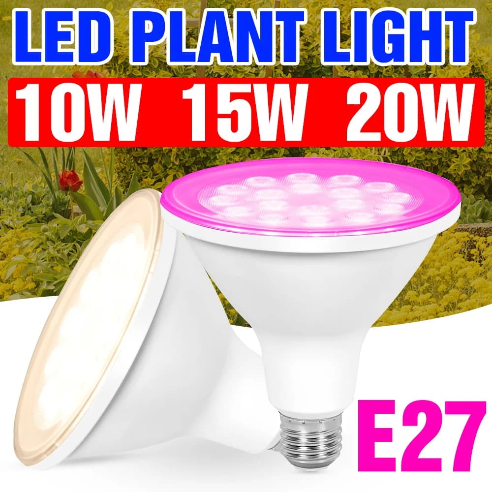 LED Lamp for Cultivation 20W E27/E26, Complete Mirror Light for Plants, Lighting for Flowers, Seeds, Plants in Vase, Indoor Growing, Rose/Solar Light