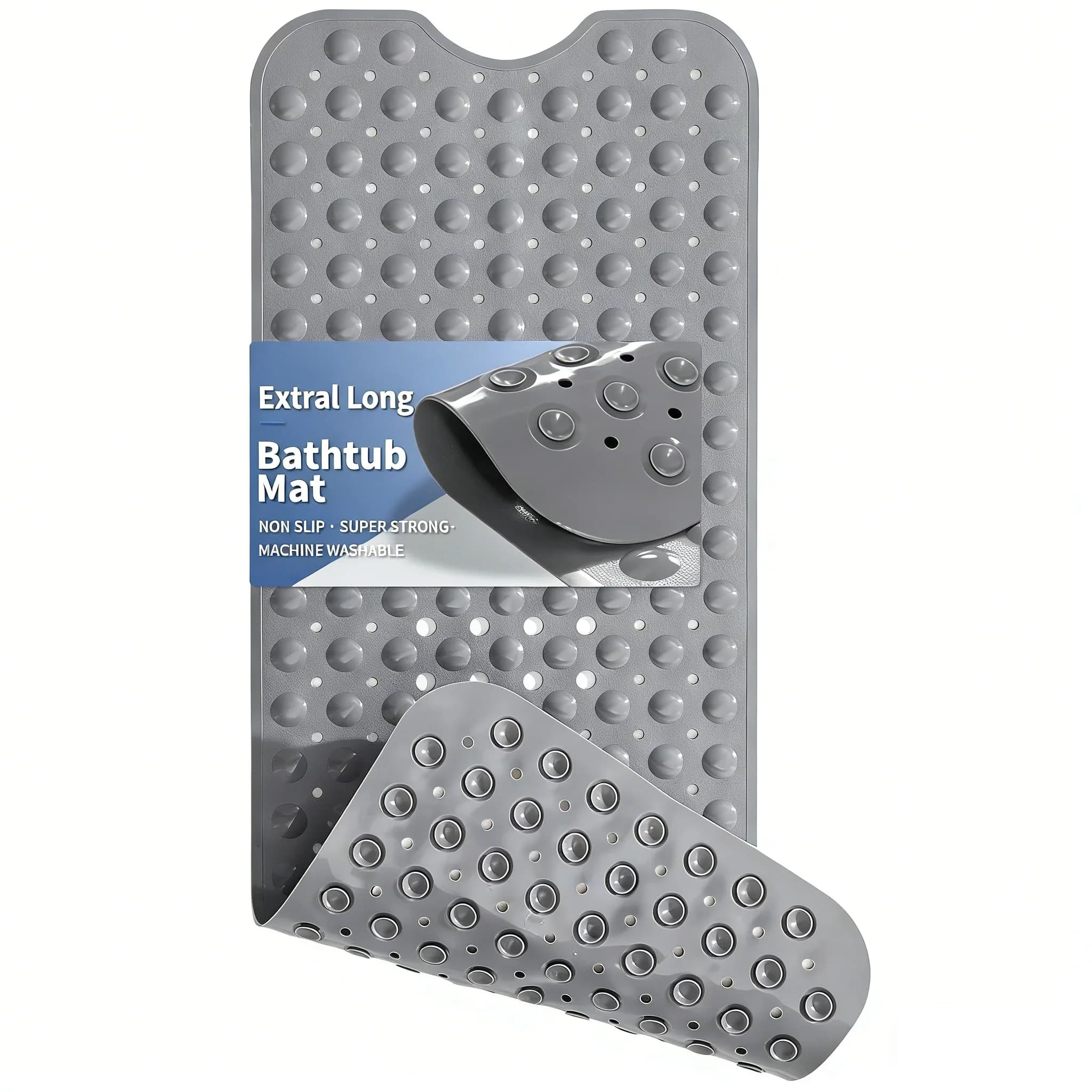 Tappetini per vasca da bagno, extra lunghi antiscivolo 40 x 16 pollici con fori di drenaggio e ventose, tappetino da bagno per il bagno