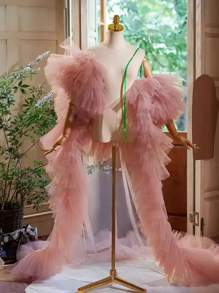 Accessori eleganti per abiti da sera Accessori per strascichi in rete con scialle fatto a mano 2025 Foto di nuovo stile esagerata