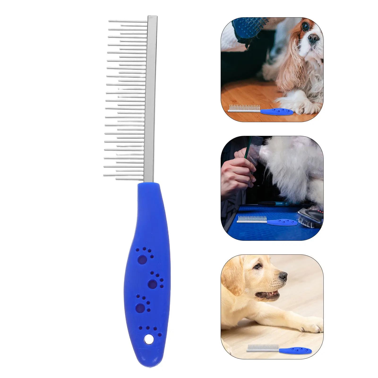 Pettine per toelettatura animali in acciaio inossidabile e plastica per cani, gatti e cuccioli, rimuove nodi, peli morbidissimi e stimola il massaggio della pelle