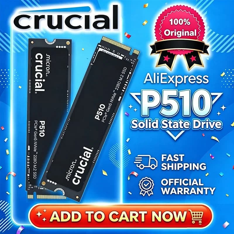 Crucial P510 1TB NVMe SSD 2TB Gen5 NVMe SSD,PCIe 5.0 M.2 2280 SSD, Internal Solid State Drive, Compatible with Laptop, Desktop