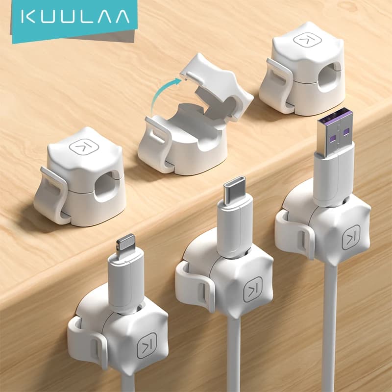 KUULAA 3/6 Pezzi Portacavi con Clip per Cavo Adesivo Portacavi Organizzatore per Cavi per Home Office Gestione sotto la Scrivania