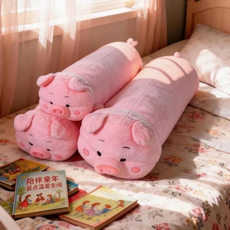 Cuscino Decorativo per Adulti a Forma di Maialino Rosa, Lungo e Morbido, Supporto Lombare per Casa, Letto e Divano
