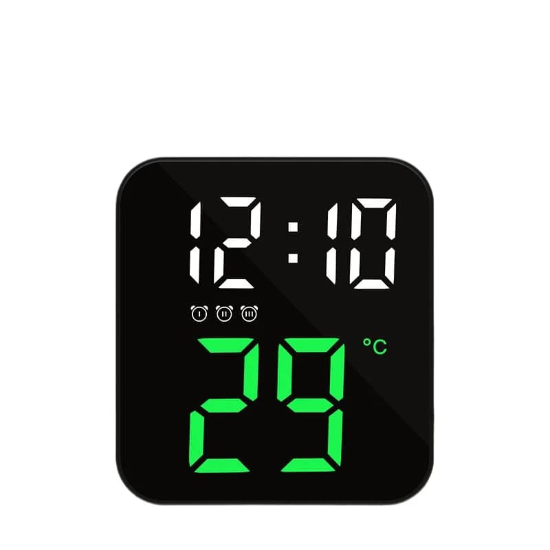 Sveglia a pendolo per anziani con caratteri grandi, orologio con temperatura, multifunzione, semplice orologio digitale a LED da tavolo